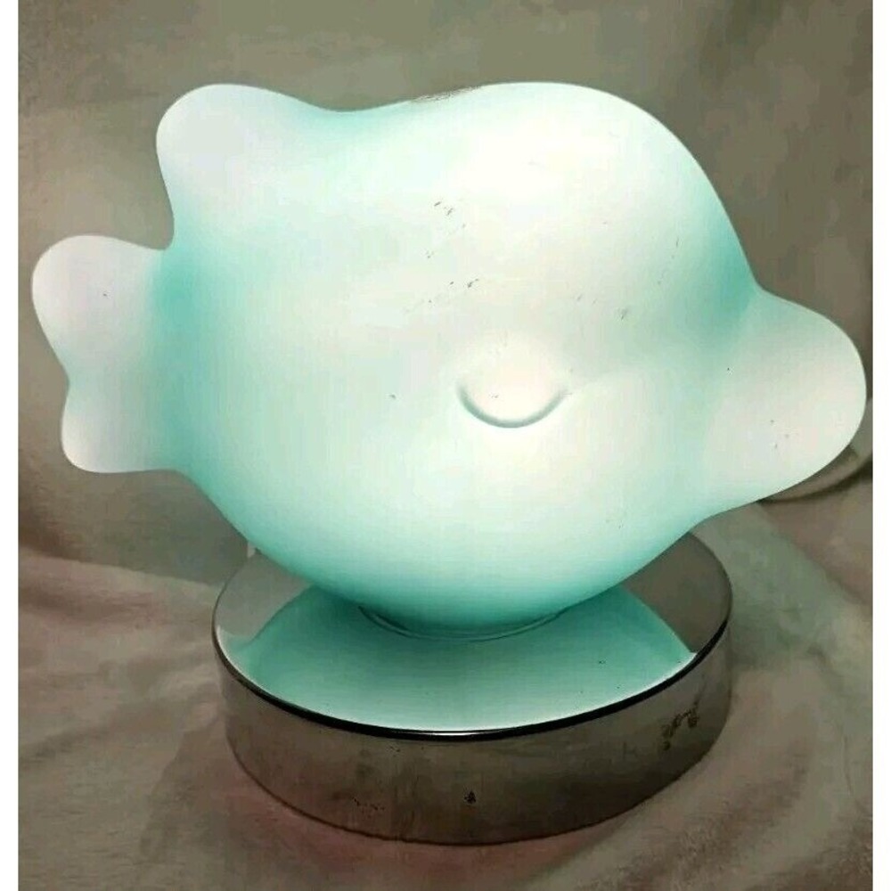Unique Rare Vintage Hand Blown Fish Shape Lamp Teal Green Ikea